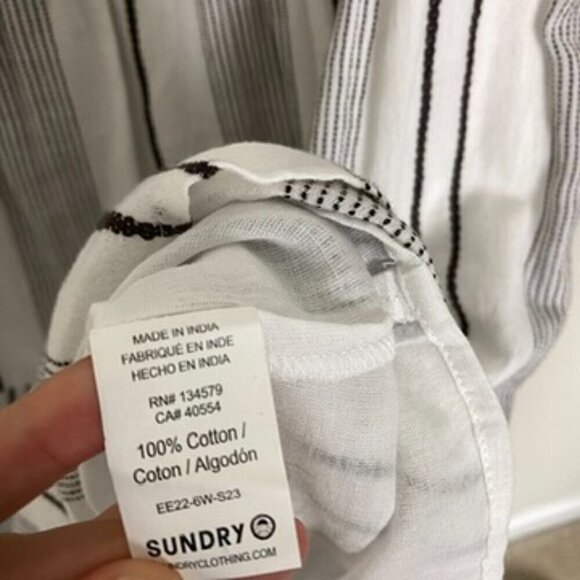 Sundry for Evereve The Everyday Dress Black and White Striped Tiered Womens 1 - Picture 6 of 7